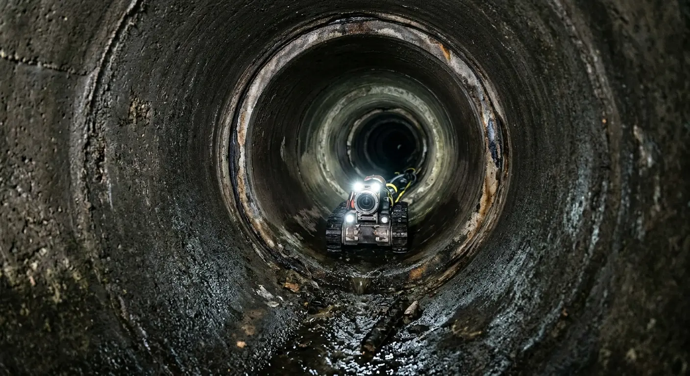 Robotic sewer camera inspecting pipe interior for Sewer Line Repair in North Brunswick